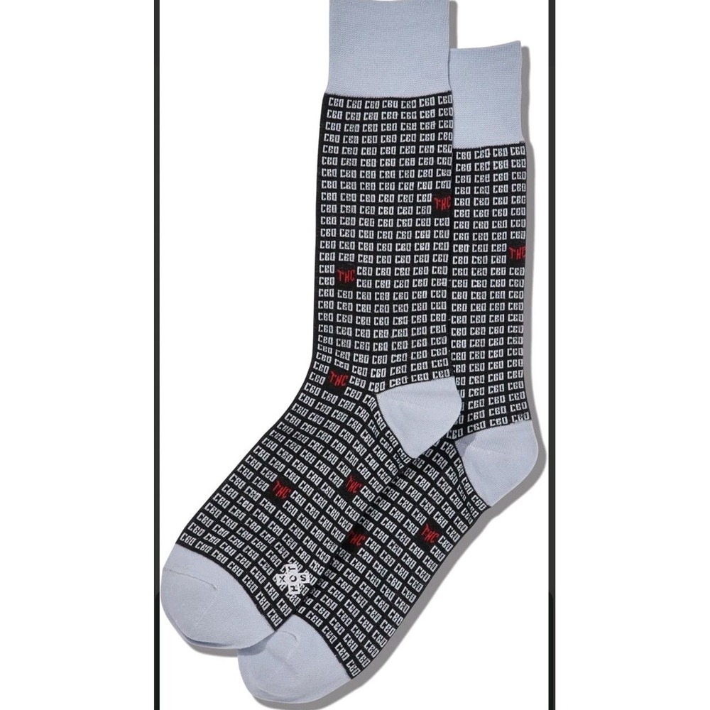 HOT‎ SOX Men's CBD THC Socks Black Print Gift Size 6-12 Funny Humorous